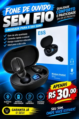 Fone de ouvido sem fio via Bluetooth