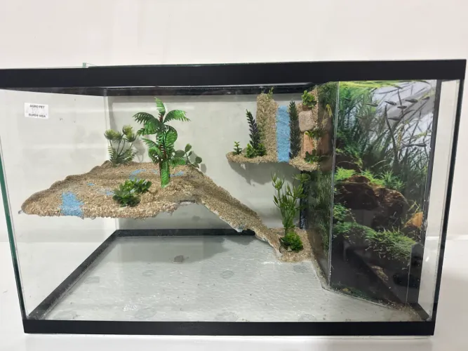 Aquaterrario terrário com sistema de filtragem e cascata de água novo vidro decorado