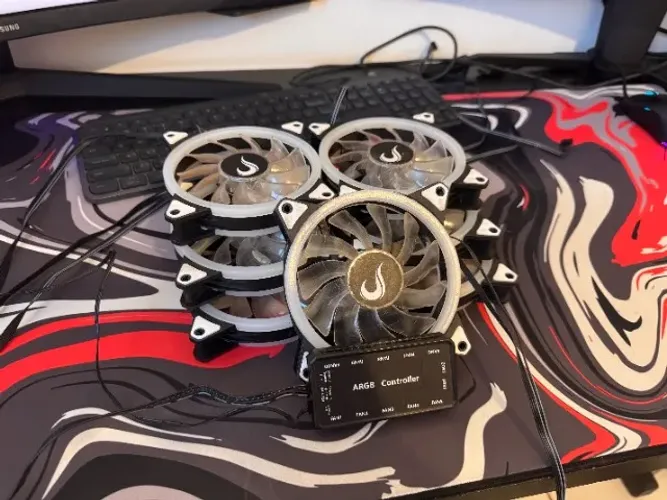 Kit 7 Fans Rise Mode RGB com Controladora ARGB