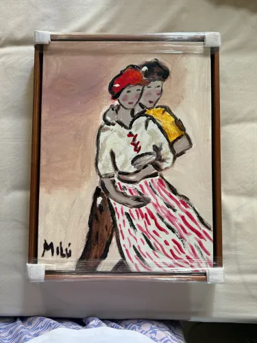 quadro casal acrílico em tela milu petersen 30x40