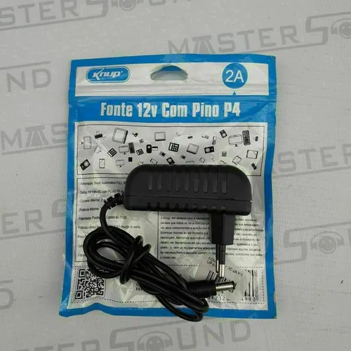 Fonte de limentação. 12 volts. 2 amperes. Com pino P4.Nova.  