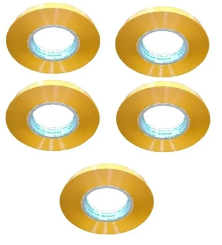 Kit 5 Fita Adesiva Pvc Amarelada 300 Metros Durex Embalagem