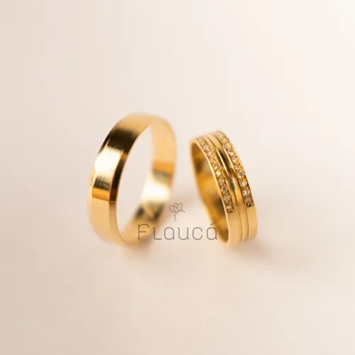 Par de Alianças Ouro 18k