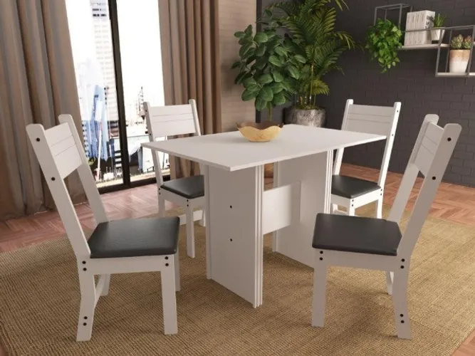 Mesa de Jantar Luiza C 4 Cadeiras Branco/Preto Até 12x - Frete Grátis