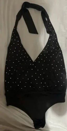 Body preto com strass 