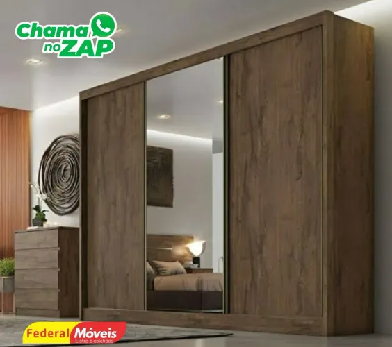 Guarda Roupa com 3 Portas 100%MDF 6 Gavetas Novo Pronta Entrega