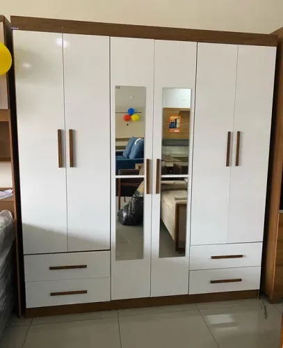 Guarda roupa 6 portas com espelho Hércules - FRETE GRÁTIS