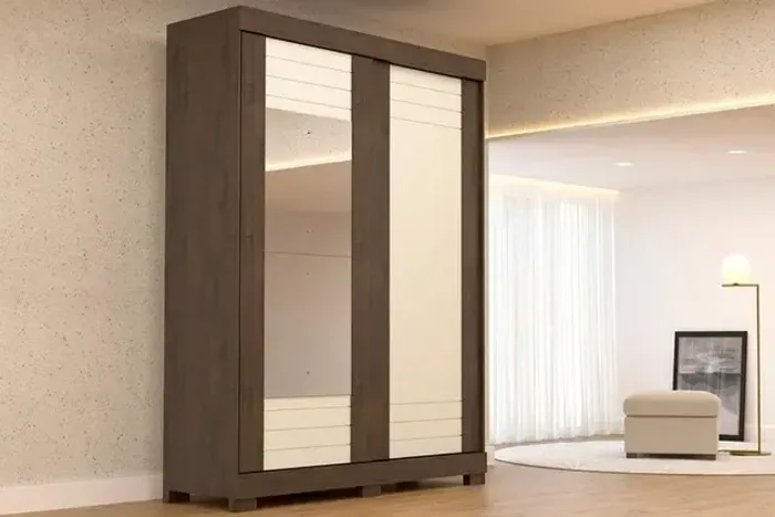 Guarda Roupa Solteiro 2 Portas 2 Gavetas Com Espelho ACP - ACP Móveis