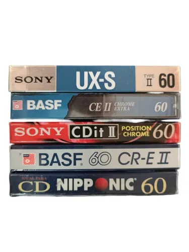 Fita k7 sony basf nipponic chrome lote 5 fitas virgens