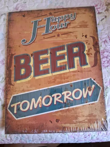 Quadro Placa Decorativa em Madeira Beer Tomorrow  30 x 40cm