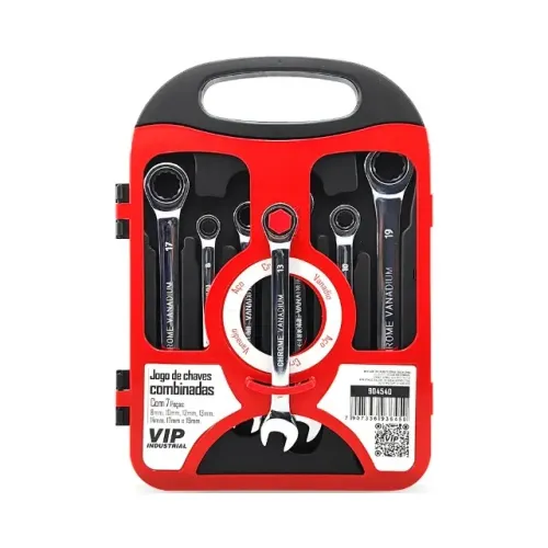 JOGO DE CHAVE COMBINADA C/CATRACA C/7PCS 8 A 19MM VIP INDUSTRIAL