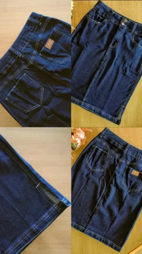 Saia jeans lavagem escura