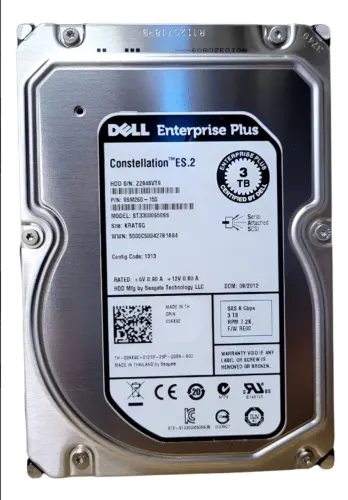 HD SAS Dell Equallogic 3TB 7.2k 3,5 7200RPM - Linha Enterprise