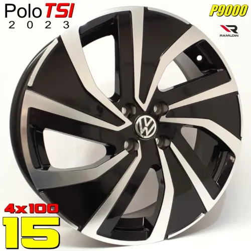 Roda Polo Tsi aro 15 Preta com diamantado Volkswagen 4x100