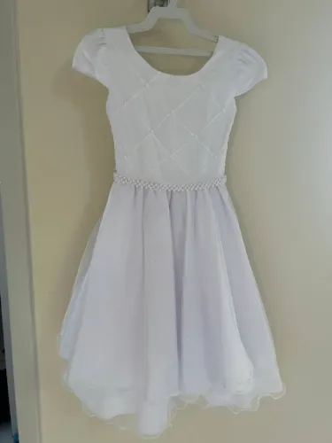 Vestido Branco Infantil para Casamento, Batizado, Formatura do ABCTamanho 6 Anos