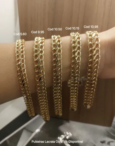 Pulseiras de ouro 18k, lacraia, em até 12x, confira!