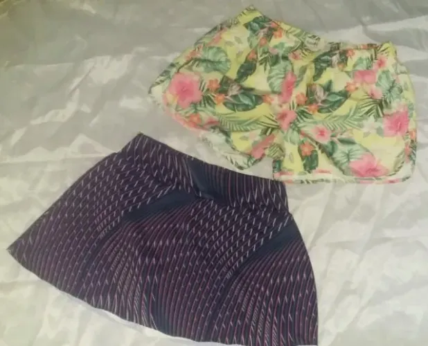 Kit 2 shorts feminino tamanho P floral renner e esporte academia short saia