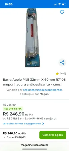 Barra de Apoio Idoso 60 Centímetros Antideslizante