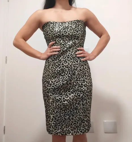 Vestido de festa oncinha lantejoulas