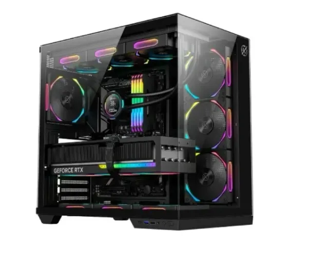 Gabinete Aquário Kalkan Skye, Sem Fans, Mid Tower, Vidro Temperado, ATX, Preto