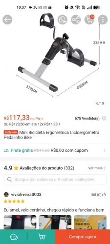 Bicicleta ergométrica dobrável
