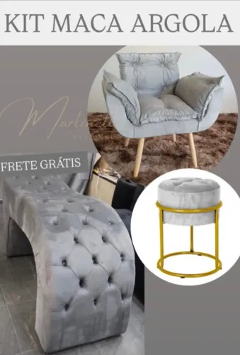 Kit maca lash com poltrona opala e puff luxo argola com ENTREGA GRATUITA 