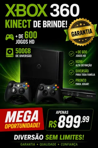 Xbox 360 super slim DESTRAVADO COM MAIS DE 600 Jogos 2 controles 