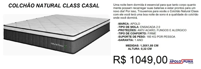colchão molas casal 32cm natural class - frete gratuito