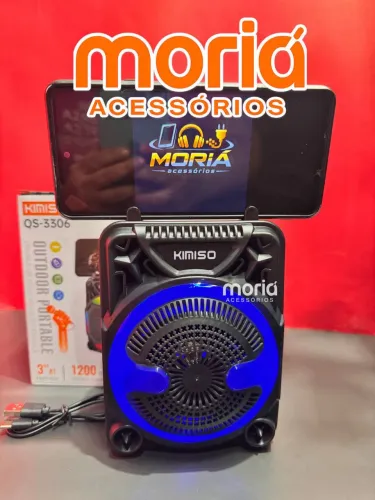 Caixa de som Bluetooth Sem fio Portátil com Led QS-3306