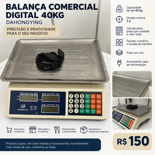 Balança Comercial Digital Dahongying 40kg com Cálculo de Preço