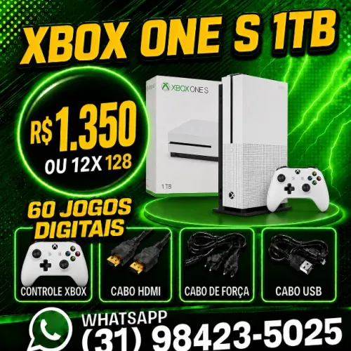 XBOX ONE S 1TB COM 67 JOGOS e GARANTIA O6 MES I LOJA FISICA