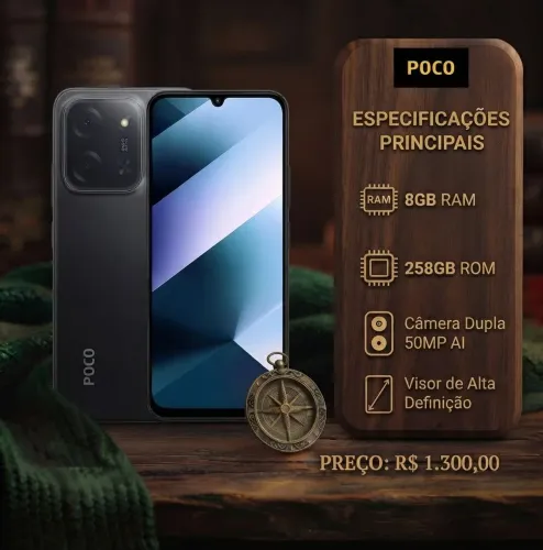 Smartphone POCO 258GB ROM e 8GB RAM - Novo
