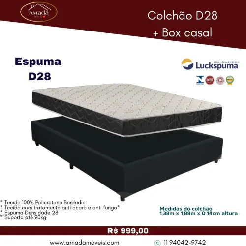 Colchão casal espuma d 28 com box , à pronta entrega 
