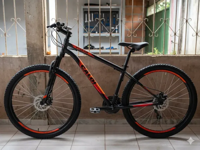 Bicicleta Mountain Bike Caloi Vulcan Aro 29 - Preta/Laranja