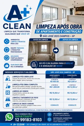 Limpeza após obra apartamento 