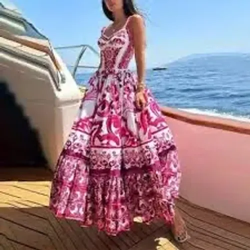 Vestido Longo Estampado Azul e Branco | Veste do 38 ao 44 | Excelente estado