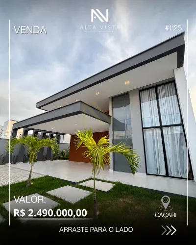 Casa de 3 suítes, piscina e hidromassagem em Caçari R$2,49M