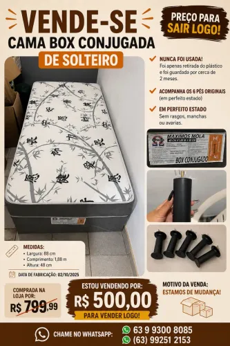 Vendo cama box solteiro conjugada