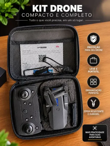 Mini drone E88 com defeito na hélice<br>Valor: R$ 70