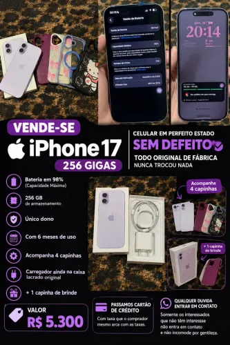 Vende-se IPhone 17 lavanda leia a descrição ?