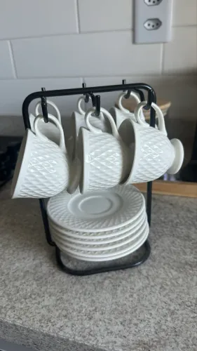 Vendo conjunto de xícaras café ECLAT CAMICADO com 6 unidades e 6 pires com suporte 
