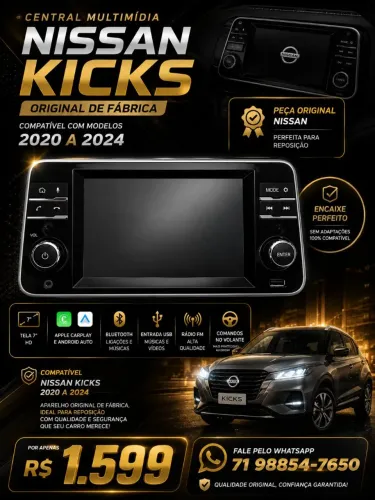 Central Multimídia Original Nissan Kicks 2020 2021 2022 2023 2024