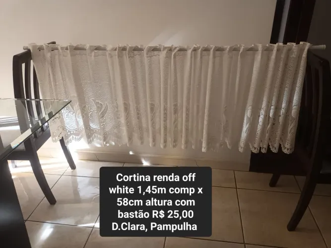 Cortina renda + bastão