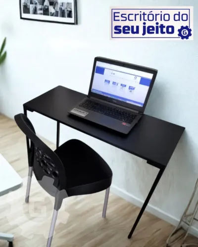 Mesa de Estudo NOVA Multiuso Estilo Industrial para Notebook Computador Preta Escritório
