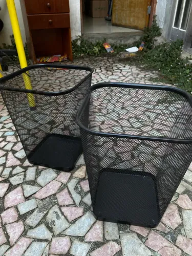 Kit 2 Lixeiras de Metal Aramado Cesto - Escritório / Casa