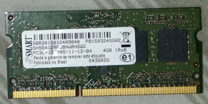 **Memória RAM SMART 4GB DDR3L 1600MHz PC3L-12800S 1Rx8 Notebook**