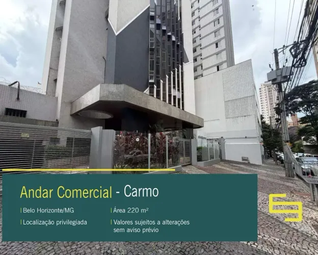 Andar corrido para alugar no bairro Carmo em Belo Horizonte/MG.