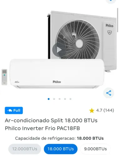 Vendo ar condicionado 18.000 btus Philco