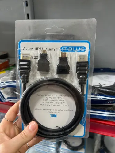 Cabo HDMI 1,5m com adaptador Mini e micro