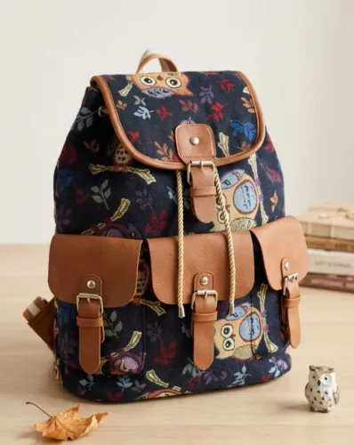 Mochila em tecido nova tema corujas